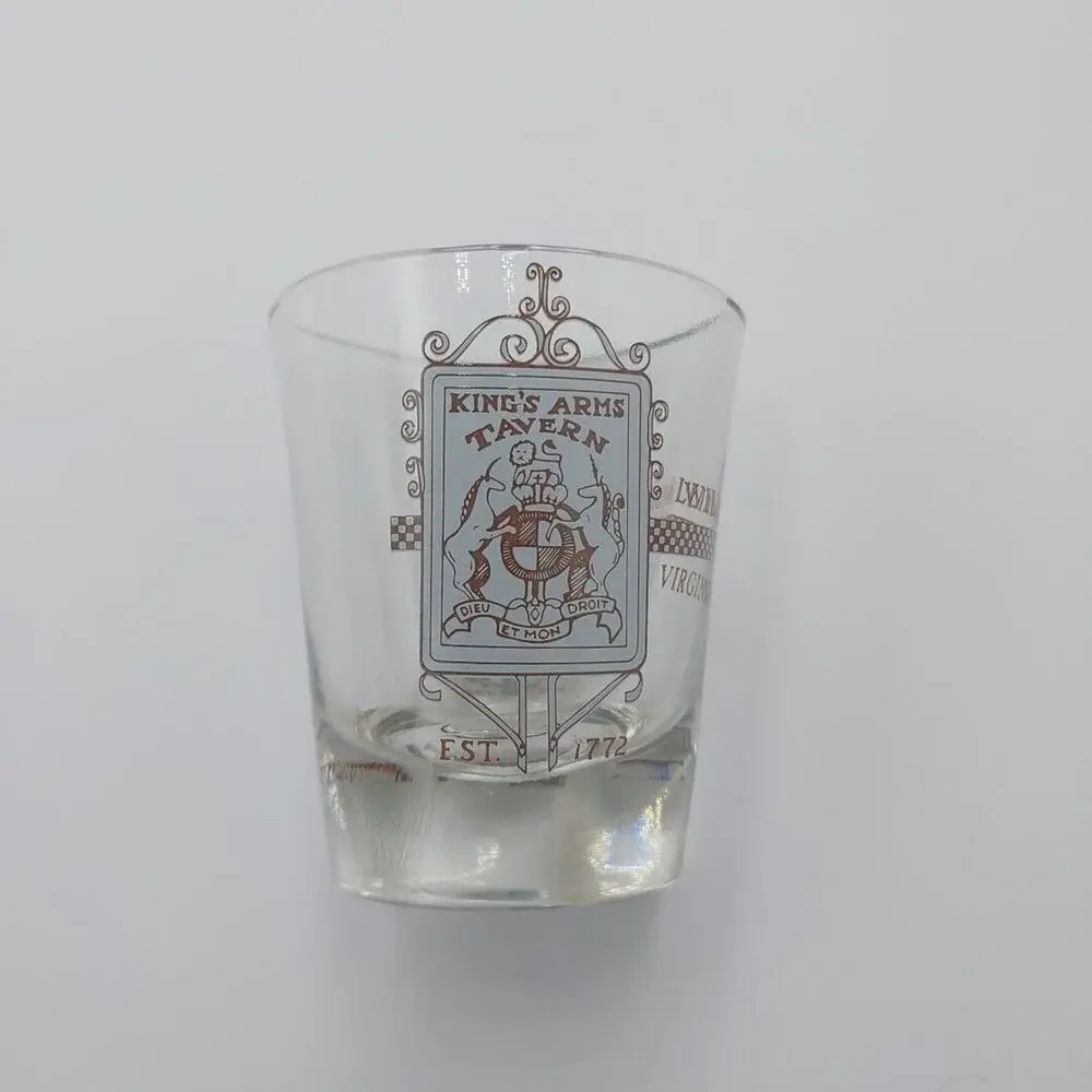 Kings Arms Tavern Shot Glass -Williamsburg Virginia- Josiah‎ Chowning, Souvenir